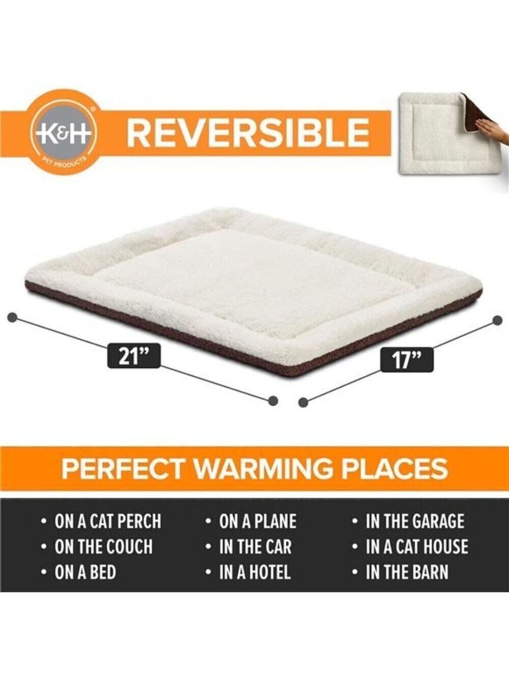 Self-Warming Cat Pad Self Heating Pad for Cat Reversible Beds Blanket 21 x 17 in - Picture 2 of 7
